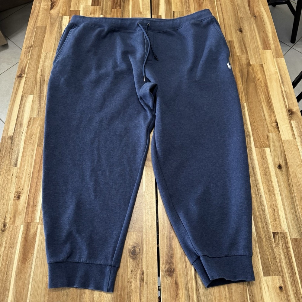 Polo Ralph Lauren Joggers Mens 4XB Blue White Pony Double Knit Mesh Tapered